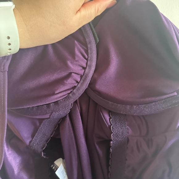 NWT Purple Lands End Chlorine Resistant Purple Shelf Bra Cross Tankini Top - Picture 6 of 9